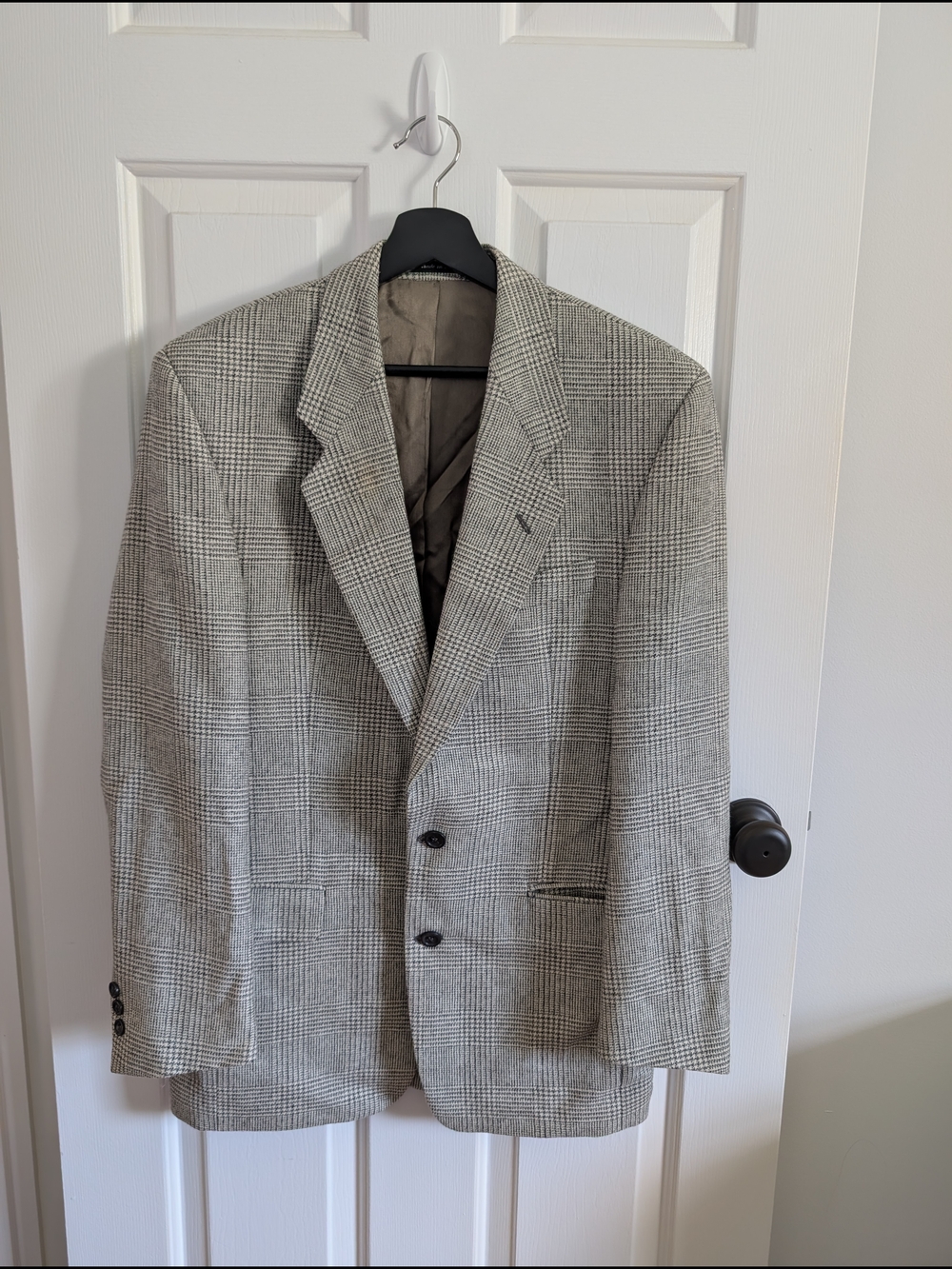 Luigi Luzzatti Men's Houndstooth Wool Blazer Cream And Black